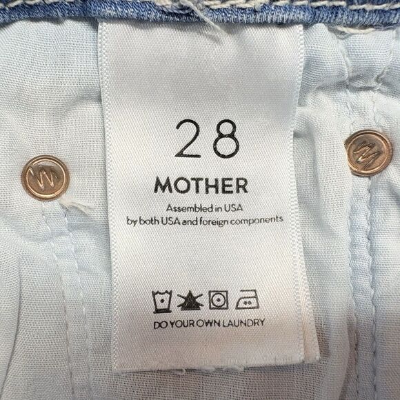Mother Jeans Size 28 High Waisted Looker Crop Chill Blue Denim USA 5-Pocket - Picture 12 of 14